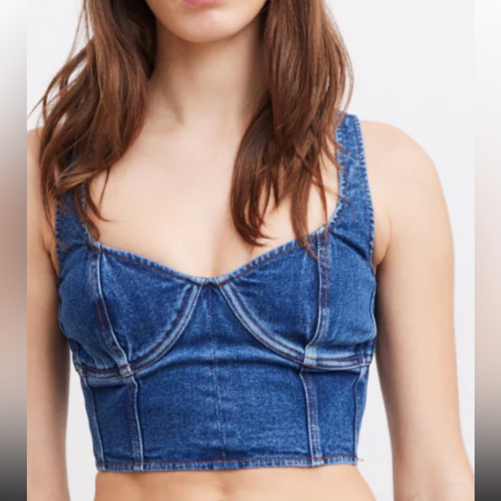 Paloma Wool Ramon denim crop top bustier corset
